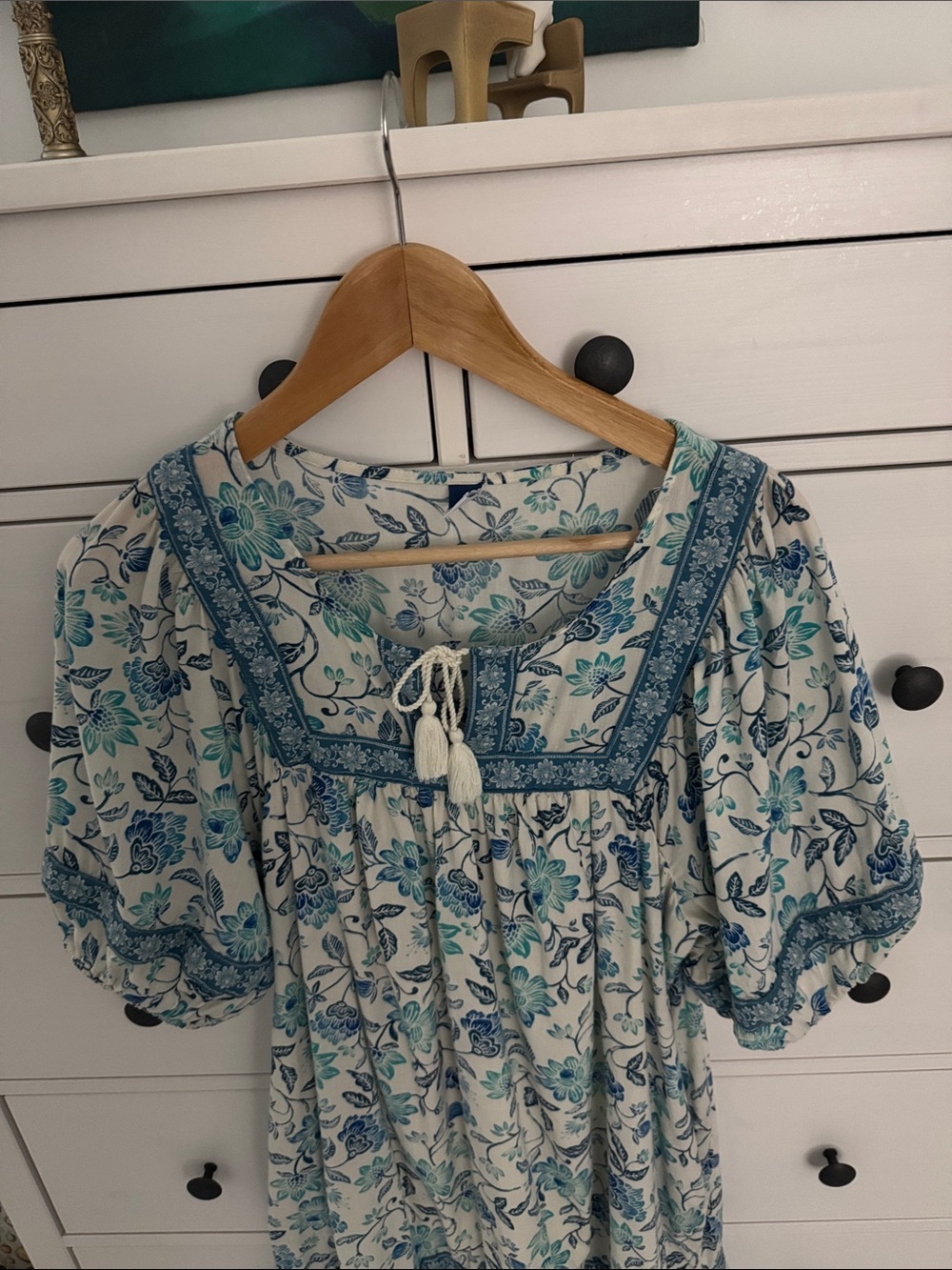 Floral Tiered Boho Dress in Light Blue - Picture 2 of 9